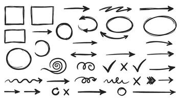Doodle style arrows circles and shapes perfect for highlighting and decorating documents vector