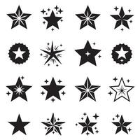 Artistic hand drawn star icons in diverse silhouette styles for use in digital projects vector