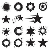 Creative hand drawn star shapes in silhouette style perfect for artistic or branding use vector