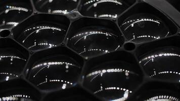 Lens array of a turned-off stage spotlight video