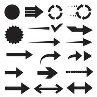 Circle, arrow, check marks, and line and other element silhouette bundle with outline shapes and minimal design vector