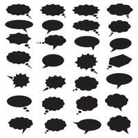 Comic-style speech bubble graphics silhouette bundle for cartoon text, dialogue boxes, and layout decoration vector