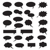 speech bubble graphics silhouette bundle with bold outlines for pop art, comics, and social media vector