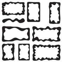 Abstract geometric shapes Vintage Groovy Photo Frame Design Silhouette bundle with burst shapes and wavy outlines vector