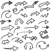 Creative hand drawn arrow icon set with curved swirled and dotted designs for infographics and presentation graphics vector
