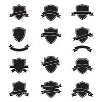 Vintage shield and ribbons banner adjust set bundle silhouette variation design ideal for title and badge art vector