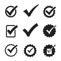 Simple Bold Checkmark Icon Symbol Set with Clean Silhouettes and Flat Design Icon Bundle vector