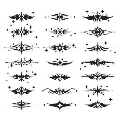Cartoon comic sparkle line stroke silhouette bundle for sticker accents, burst shapes, and speed design