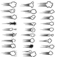 Line movement set with energy bursts speed lines expressive ink curves and action comic style vector
