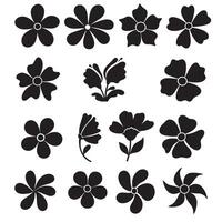 Silhouette wavy flower icons in groovy bundle style for boho design templates and digital artwork vector