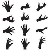 Man hand silhouette variation design bundle set for abstract expression art, decorative tribal line work, logo elements, and print-ready poses vector