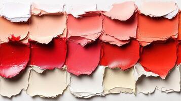 Red and white paint palette texture. Art supply background photo