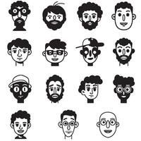 Silhouette cartoon man faces abstract logo design bundle for business and creative identity vector