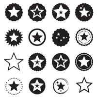 Unique star shape icons hand drawn in a minimal silhouette format for clean design themes vector