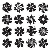 Groovy floral icon bundle with wavy silhouette style design for decoration template and branding set vector