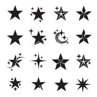 Assorted hand drawn stars in silhouette form with sketch inspired style for digital use vector