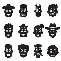 Logo design set with cartoon man face silhouettes and abstract mascot bundle collection vector