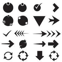 Circle, arrow, check marks, and line and other element silhouette bundle for web icons, branding, and layout vector