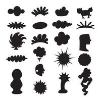 Groovy funky element tree, animal cartoon, flower and other element silhouette bundle with retro sketch graphics vector