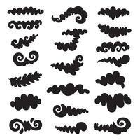 Groovy funky element tree, animal cartoon, flower and other element silhouette bundle with vibrant swirl icons vector
