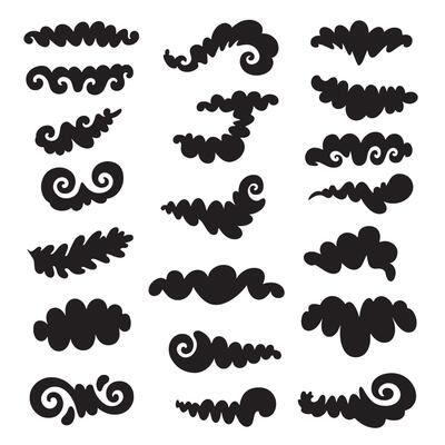 Groovy funky element tree, animal cartoon, flower and other element silhouette bundle with vibrant swirl icons