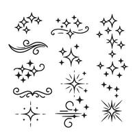 Comic action sparkle line silhouette bundle with speed strokes and pop art visual effect layout symbols vector