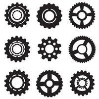 Mechanical cogwheel and gear icon silhouette bundle for design projects vector