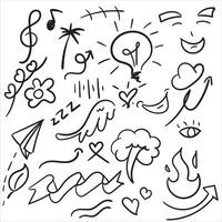Collection of Hand-Drawn Doodle Elements for Creative Design Projects vector