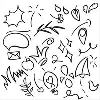 Collection of unique and hand-drawn doodle design elements and symbols, for graphic design projects vector