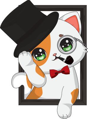 Gentleman Cat Looking From Frame Sticker