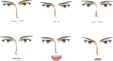 Man Facial Expressions Front Look vector