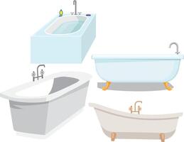 Set Of 4 Bathtub Bathroom Interior vector
