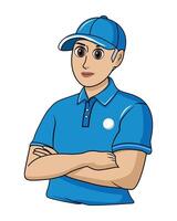 Cartoon Man Folding Hands With Cap vector