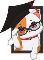 Graduated Cat With Hat And Goggles Frame Sticker vector