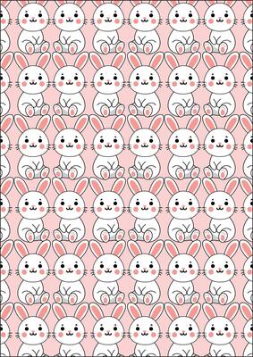 Doodle Rabbit Easter Fabric Wrapping Paper