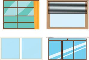 Different Window Front View Set of 4 Element For Architecture vector