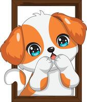 Cute Dog Looking From Window With Surprised Expression vector