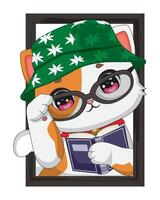 Student Cat Painting Peeking From Window Kitten vector