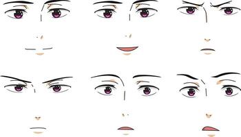 Man Face Expression Anime Male Front View vector