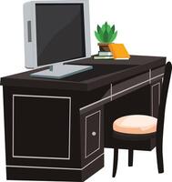 Side View Study Table With Desktop And Chair vector