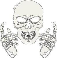 Skeleton Smiling Face With Hands vector