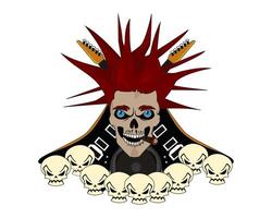 Grunge Punk Style Skull Face With Guitar And Speaker vector