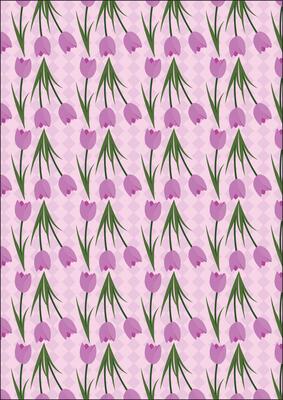 Purple Tulip Flower Pattern Bloom Fabric Wrapping Paper