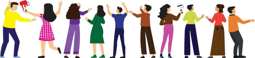 People Back View Working Or Enjoying Illustration Set of 10 vector