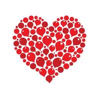 Heart composed of red droplets and circles for Valentine's Day vector