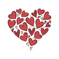 A collection of red hearts in a heart shape vector