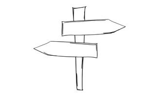 sign arrow two way direction mockup decision drawing black color symbol navigator element street guide road sign street progress communication post black color choice message arrow sign shape design vector