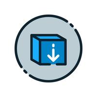 Design Illustration graphic of download box icon with colored outline style. Suitable for UI, mobile design, web design, etc. vector
