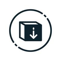 Design Illustration graphic of download box icon with glyph style. Suitable for UI, mobile design, web design, etc. vector