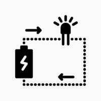 Design Illustration graphic of simple electrical circuit icon with glyph style. Suitable for UI, mobile design, web design, etc. vector